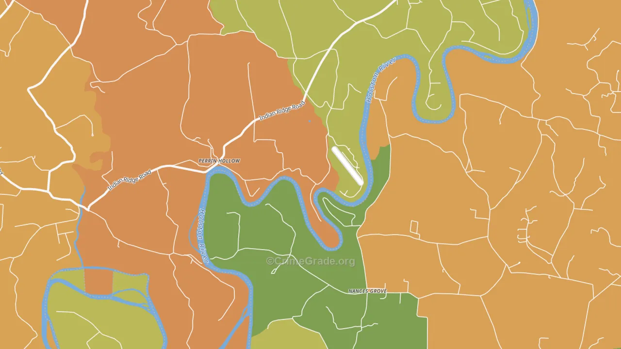 Perrin Hollow, TN Map of Burglary Rates