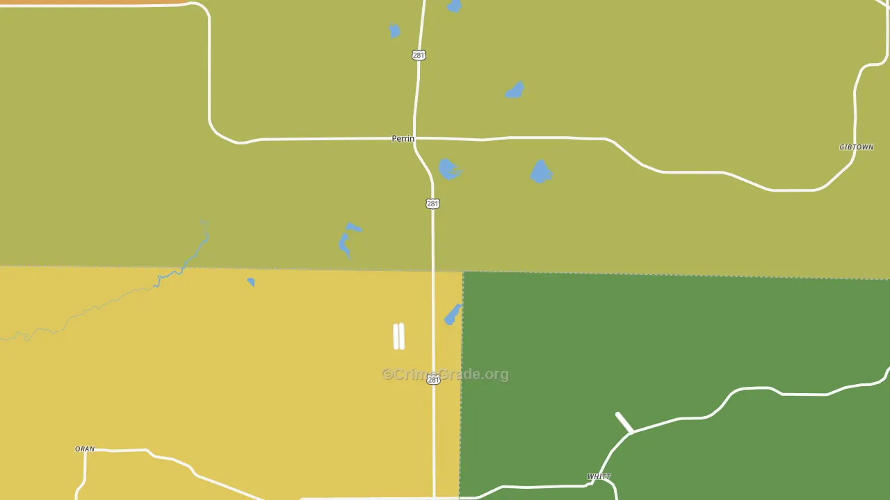 Perrin, TX Map of Burglary Rates