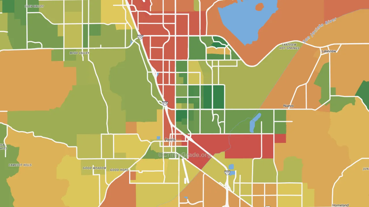 Perris, CA Map of Burglary Rates