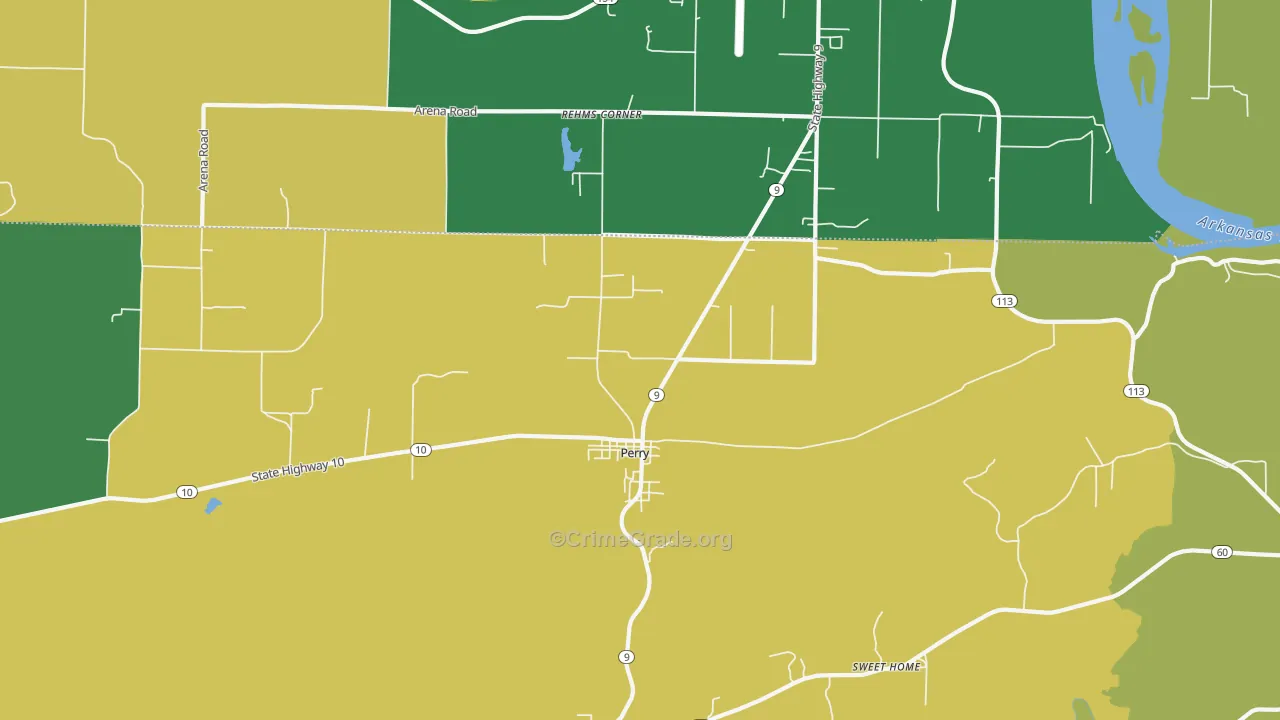 Perry, AR Map of Burglary Rates