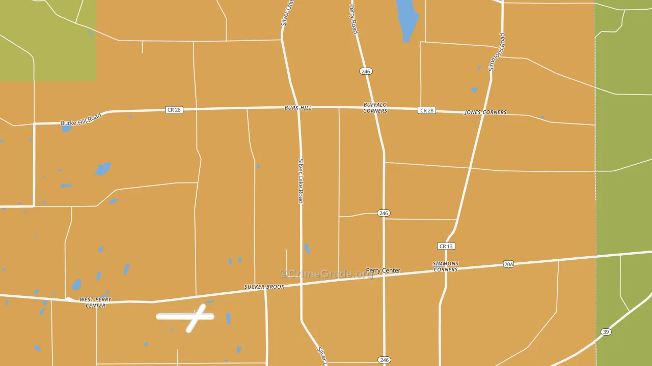 Perry Center, NY Map of Burglary Rates