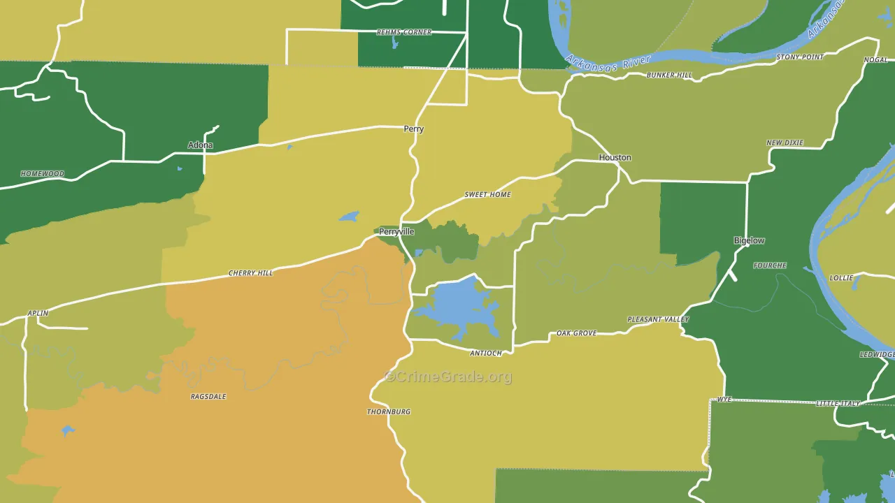 Perry County, AR Map of Burglary Rates