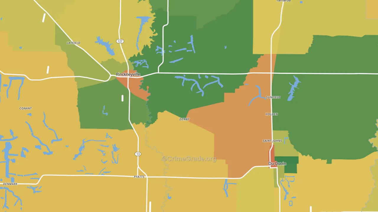 Perry County, IL Map of Burglary Rates