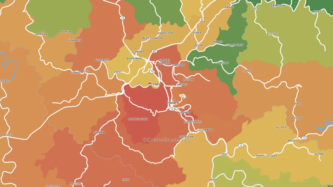 Perry County, KY Map of Burglary Rates