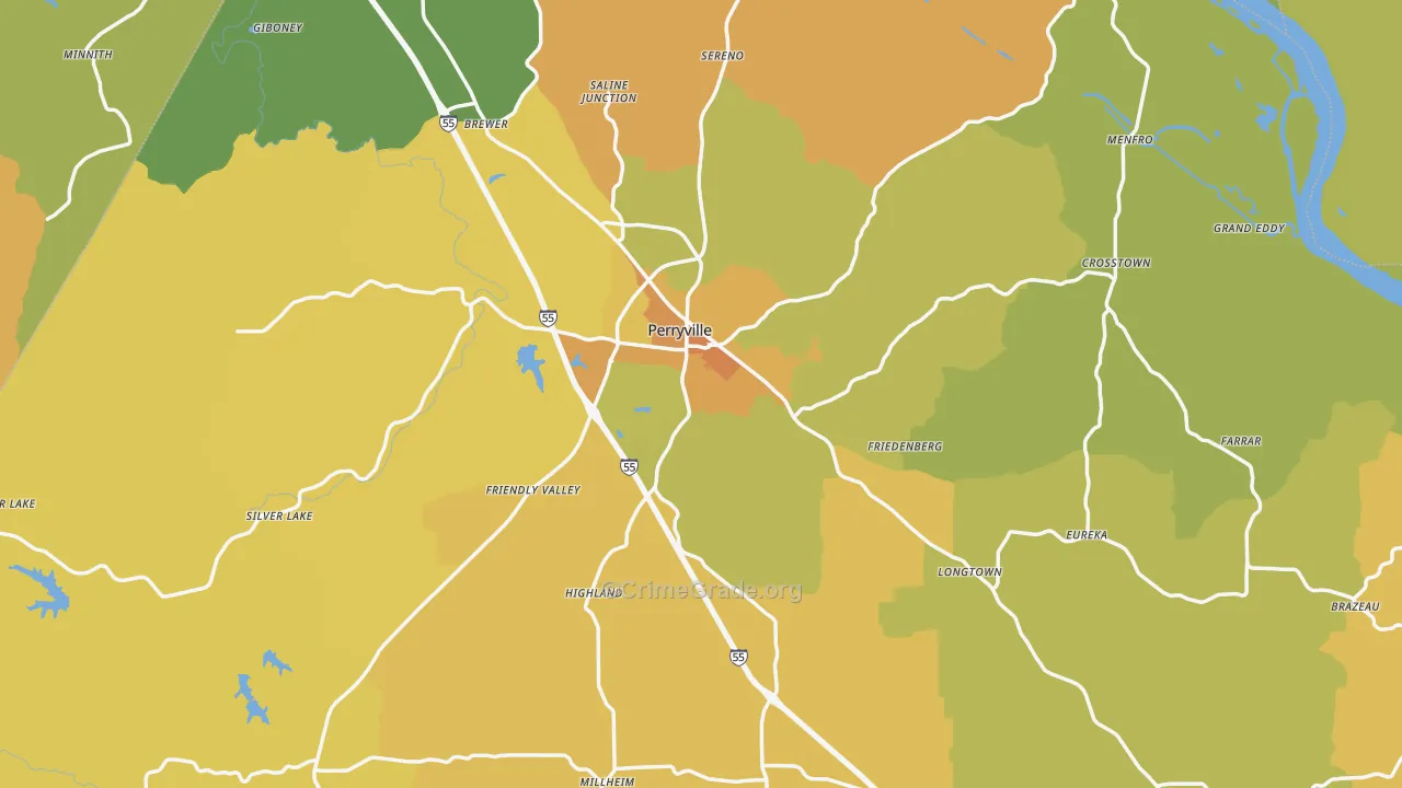 Perry County, MO Map of Burglary Rates