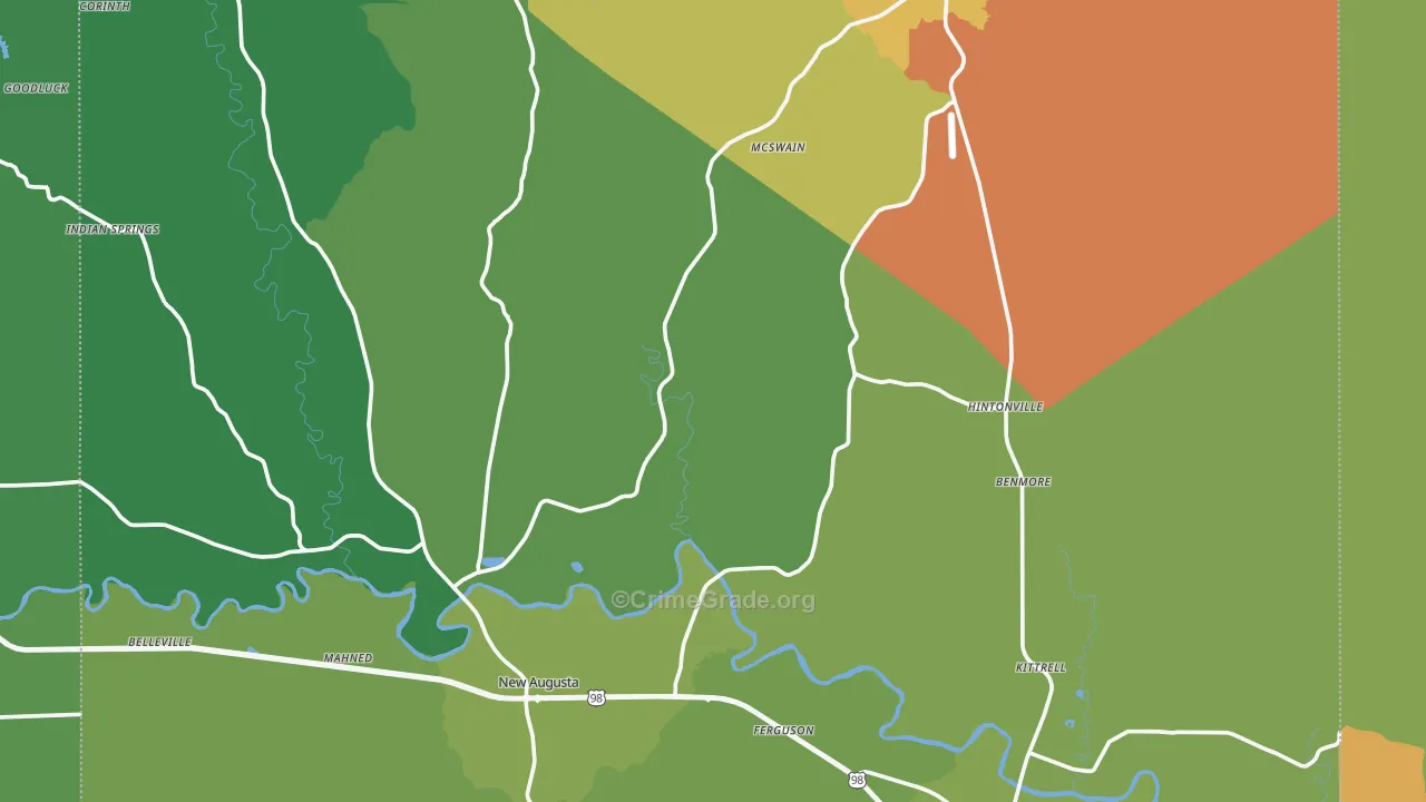 Perry County, MS Map of Burglary Rates