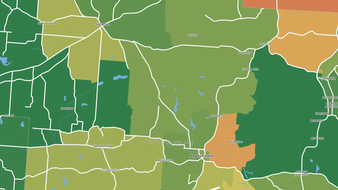 Perry County, OH Map of Burglary Rates