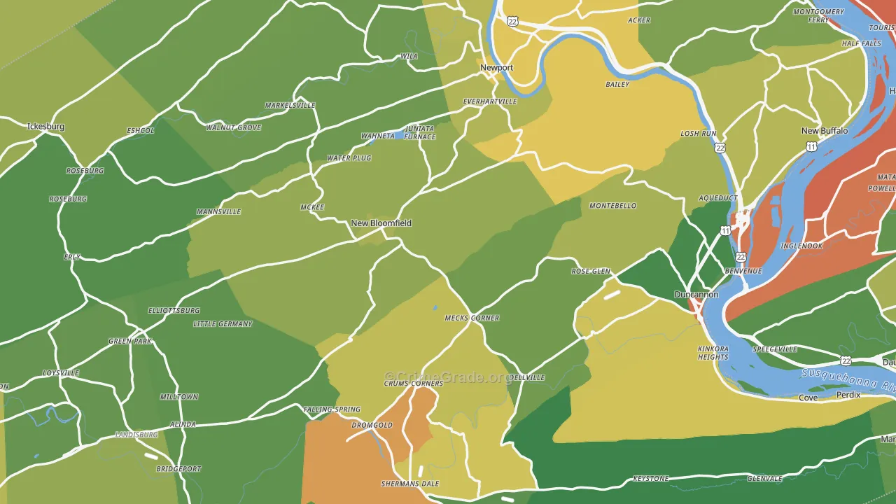 Perry County, PA Map of Burglary Rates