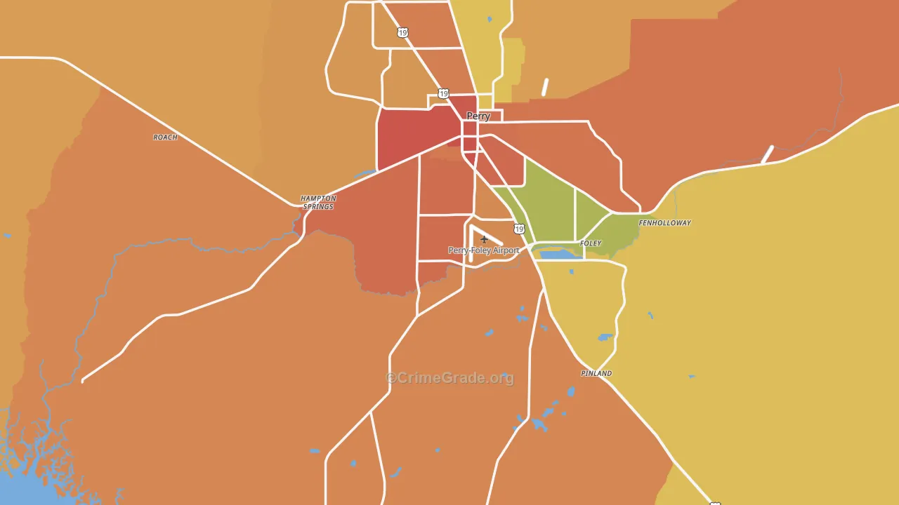 Perry, FL Map of Burglary Rates