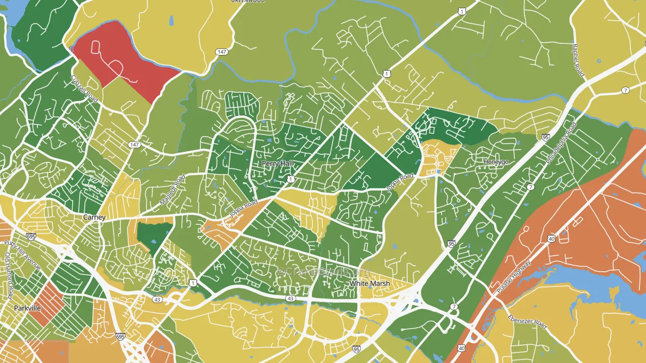 Perry Hall, MD Map of Burglary Rates