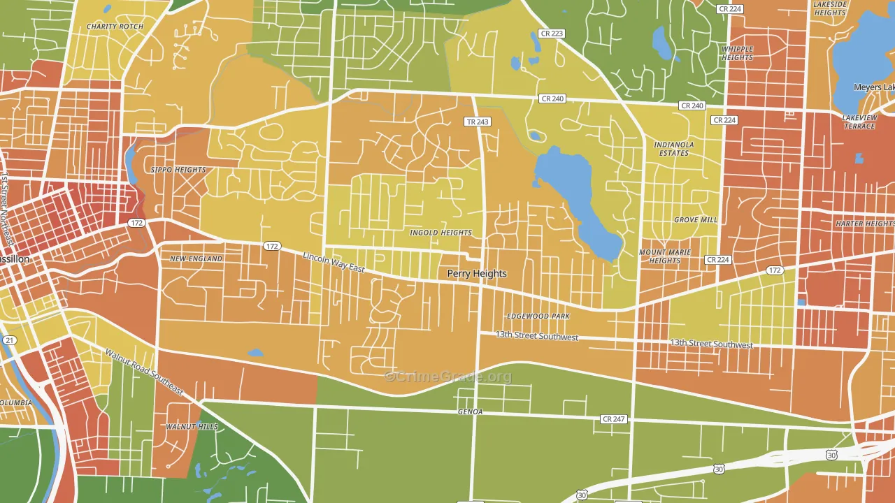 Perry Heights, OH Map of Burglary Rates