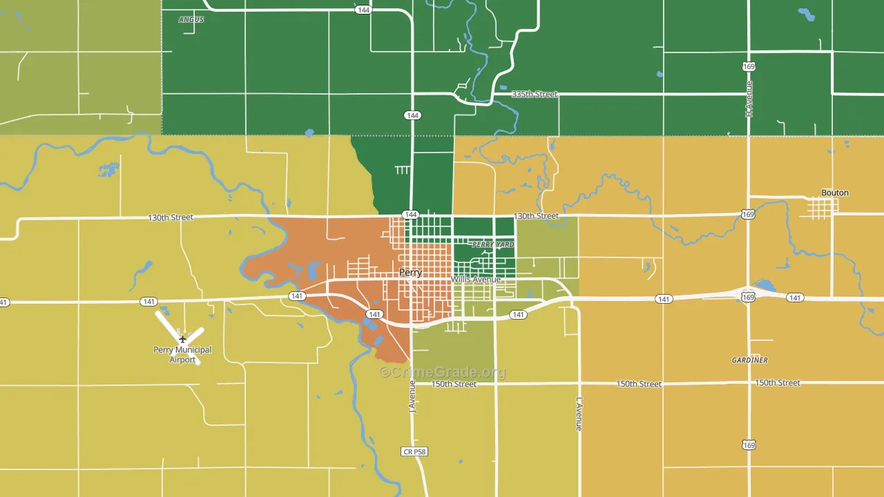 Perry, IA Map of Burglary Rates