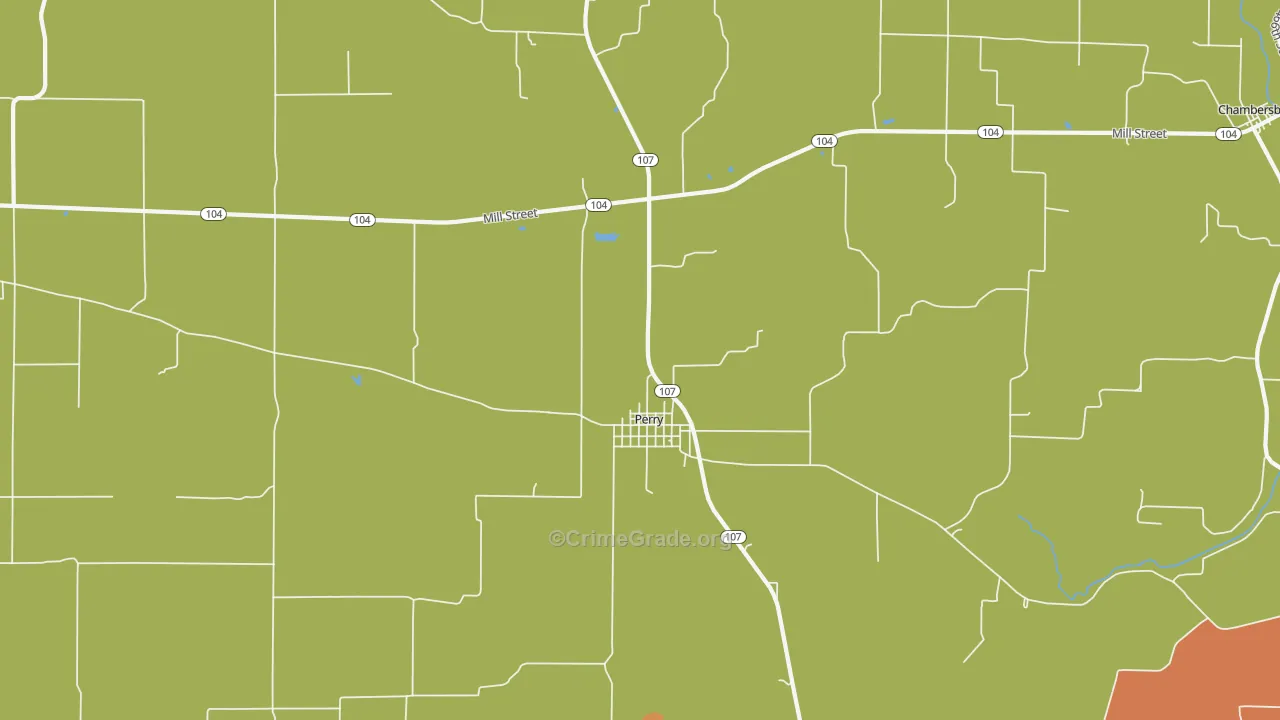 Perry, IL Map of Burglary Rates