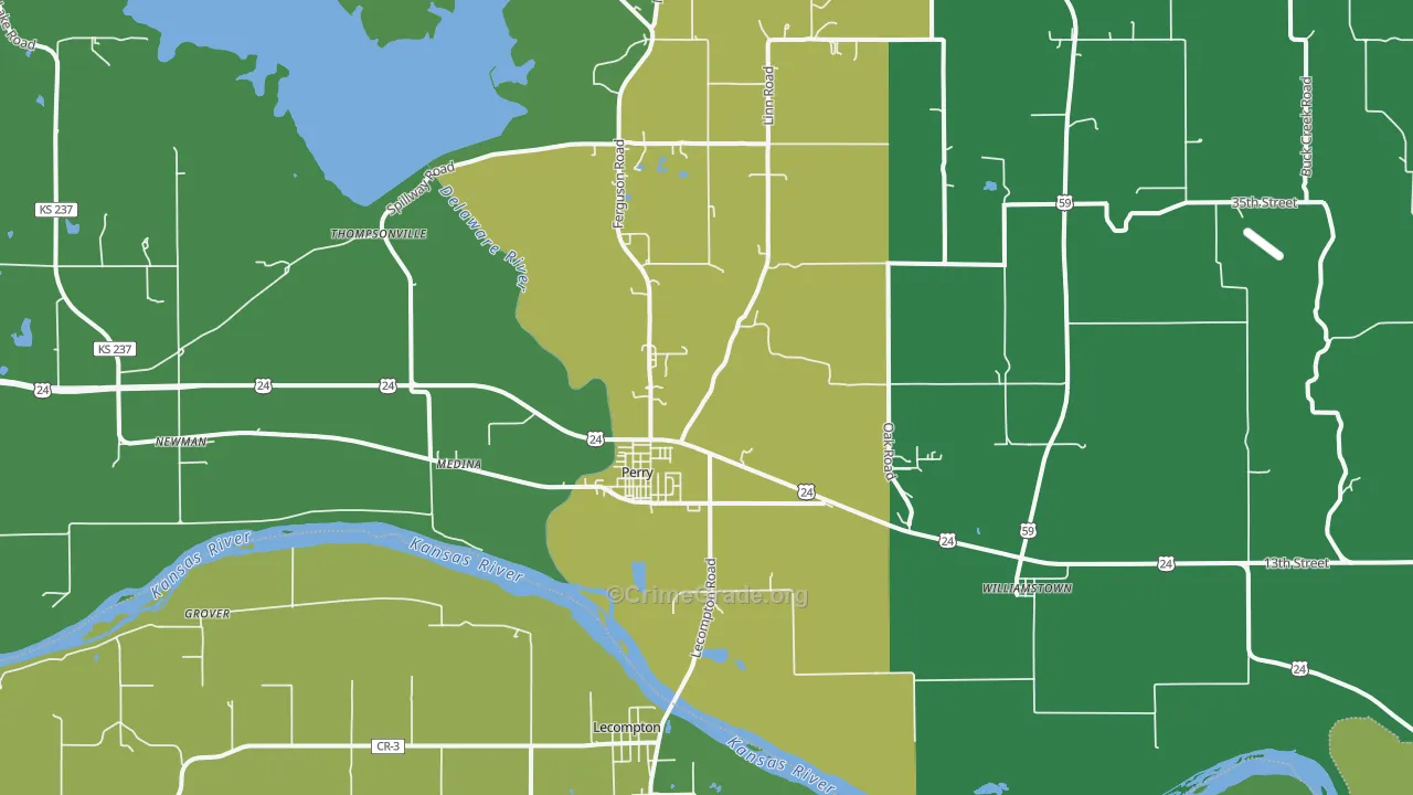 Perry, KS Map of Burglary Rates