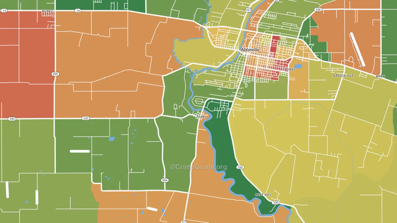 Perry, LA Map of Burglary Rates