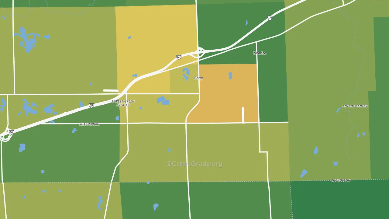 Perry, MI Map of Burglary Rates