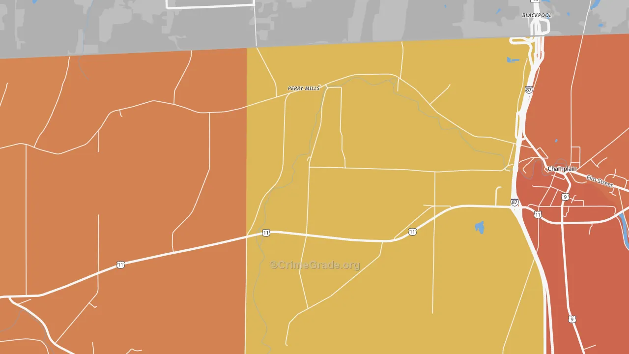 Perry Mills, NY Map of Burglary Rates