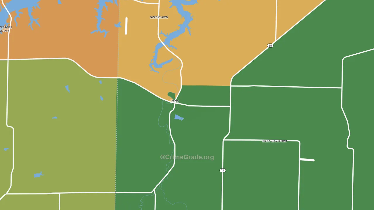 Perry, MO Map of Burglary Rates