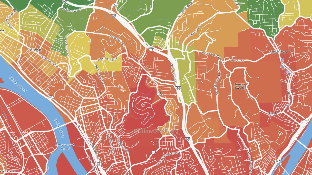 Perry North, Pittsburgh, PA Map of Burglary Rates