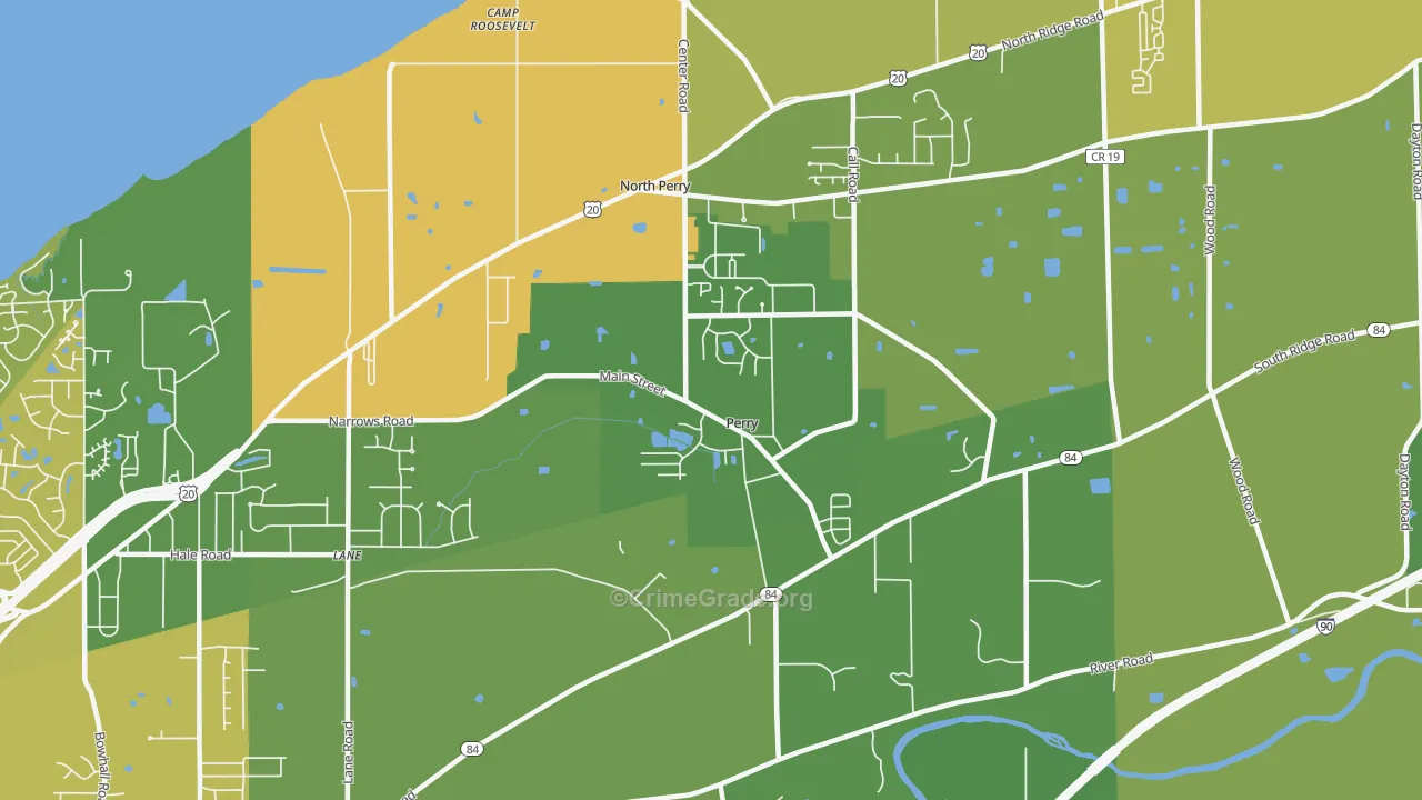 Perry, OH Map of Burglary Rates