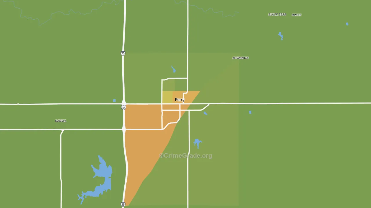 Perry, OK Map of Burglary Rates