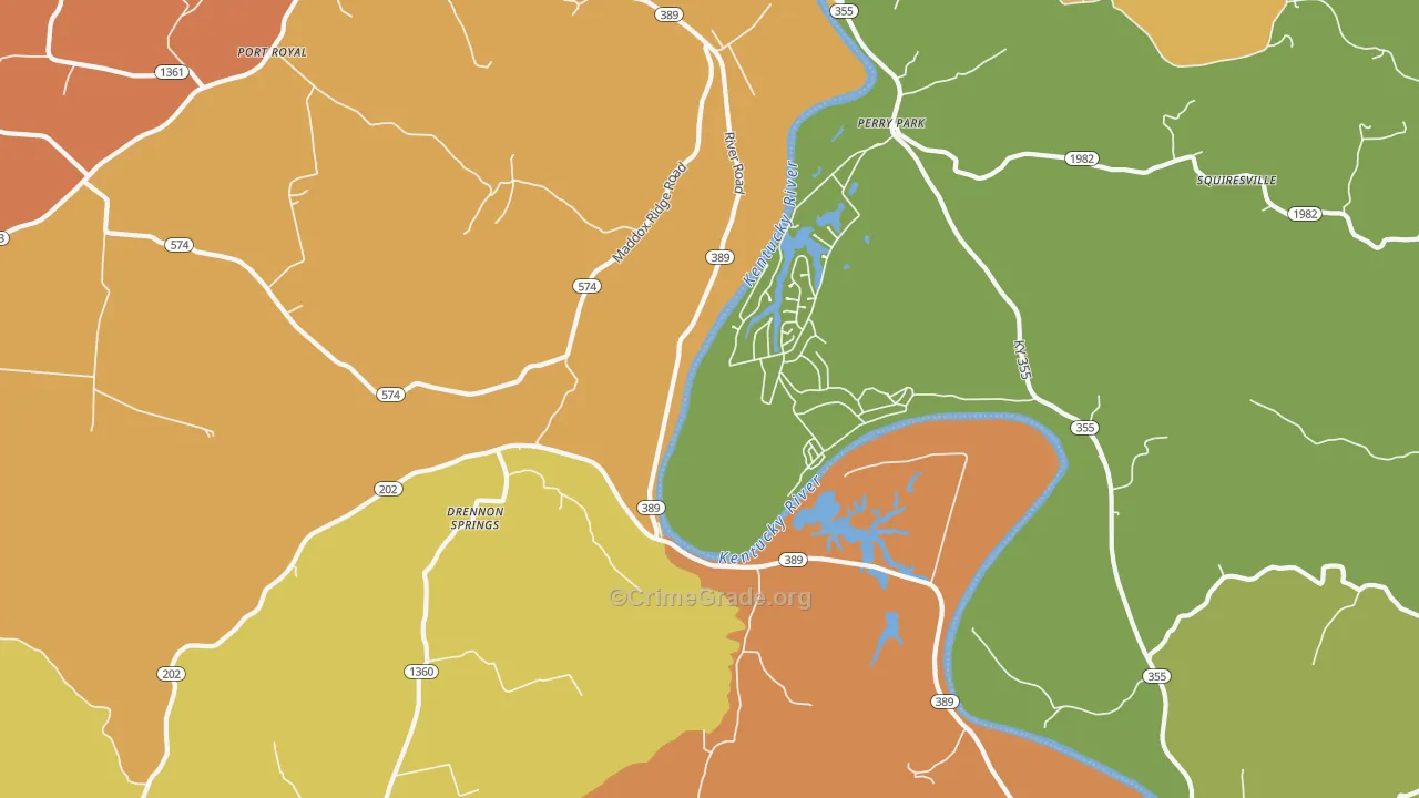 Perry Park, KY Map of Burglary Rates