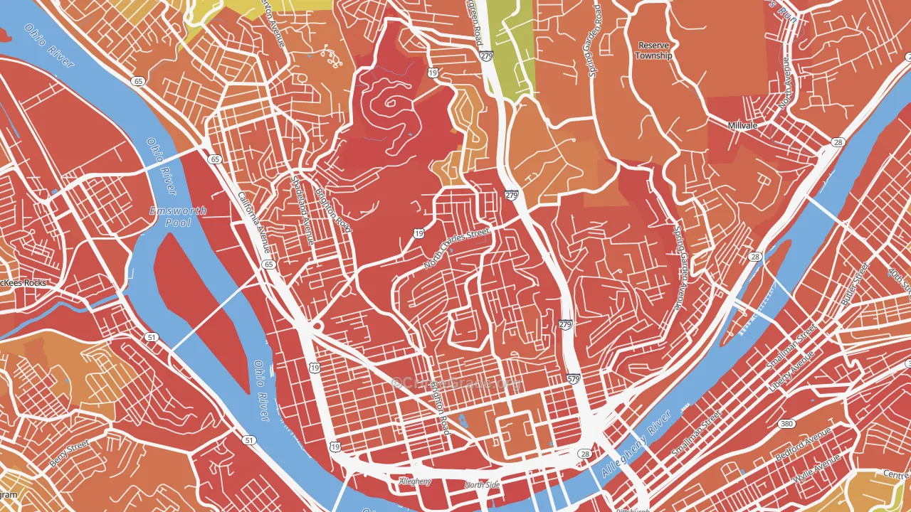 Perry South, Pittsburgh, PA Map of Burglary Rates