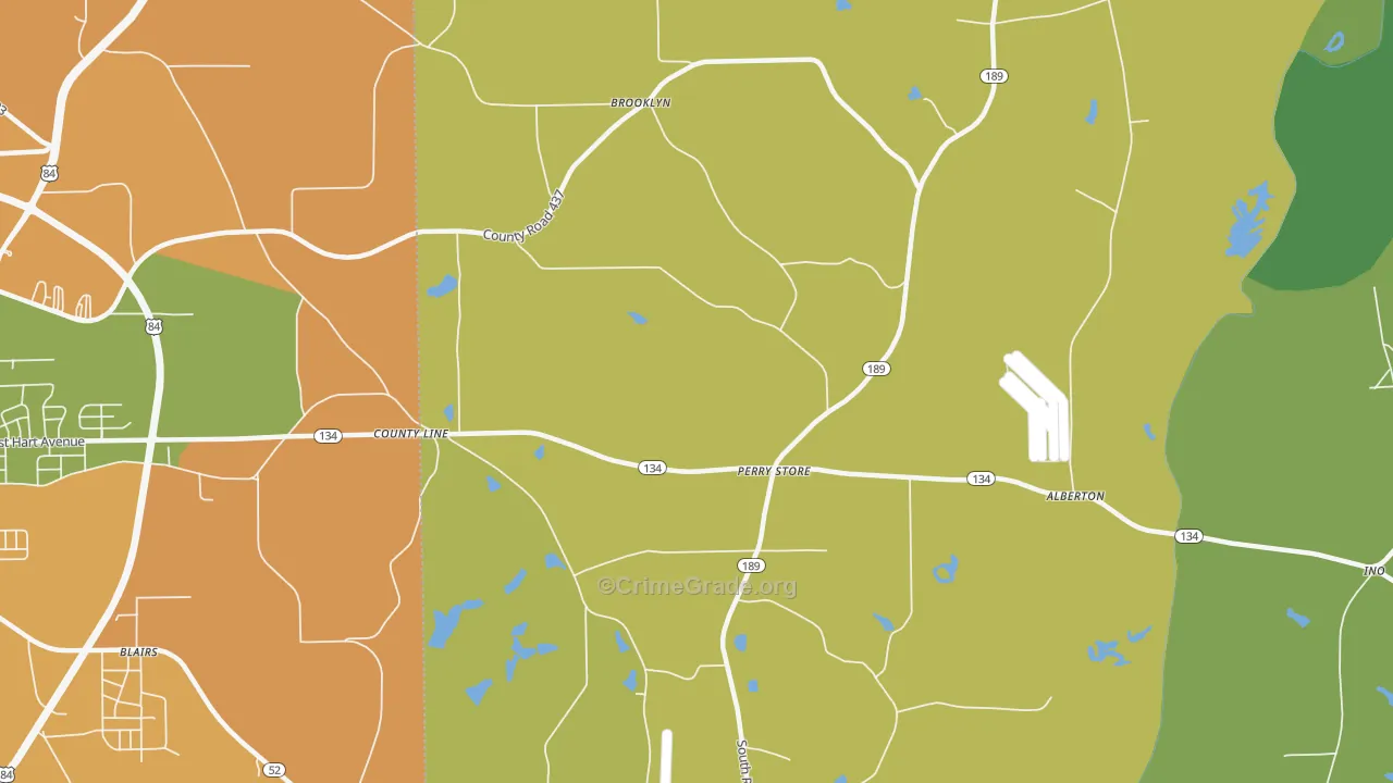 Perry Store, AL Map of Burglary Rates