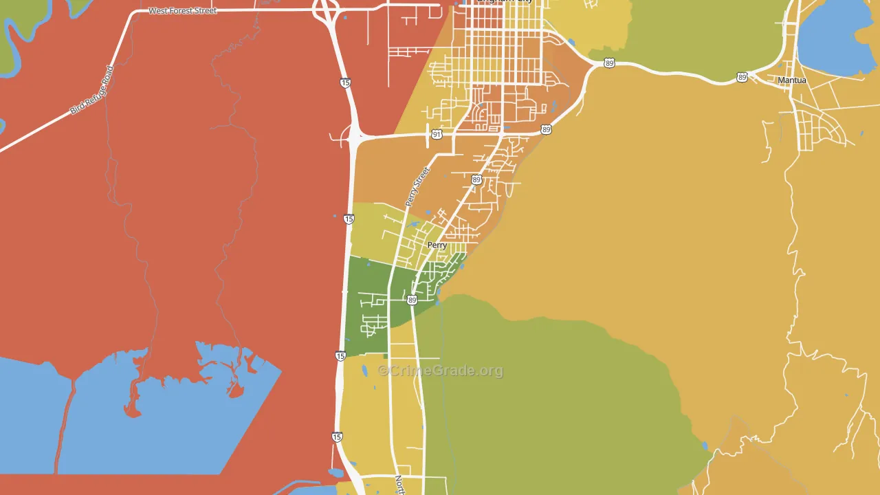 Perry, UT Map of Burglary Rates