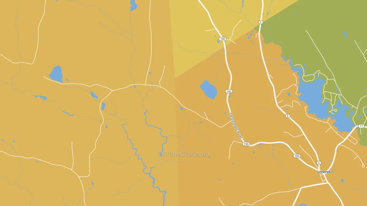 Perrys Corner, ME Map of Burglary Rates
