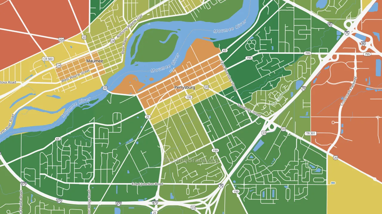Perrysburg Historic District, Perrysburg, OH Map of Burglary Rates