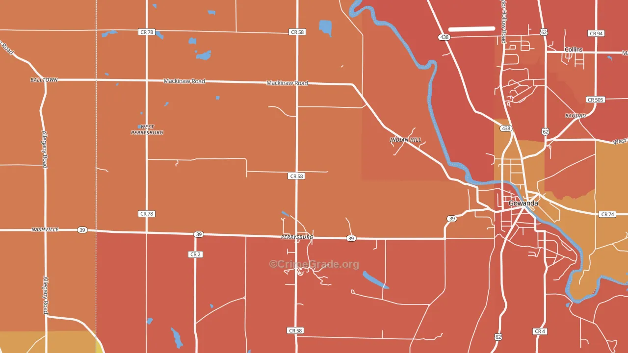 Perrysburg, NY Map of Burglary Rates
