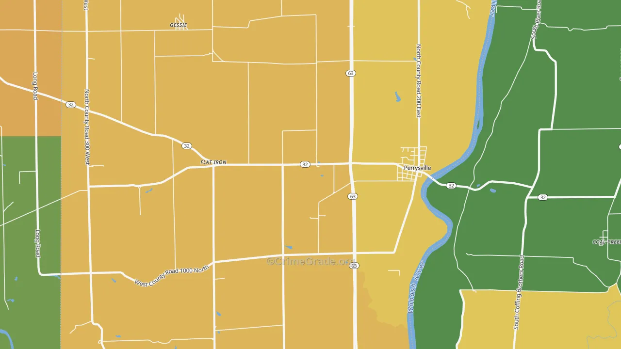 Perrysville, IN Map of Burglary Rates