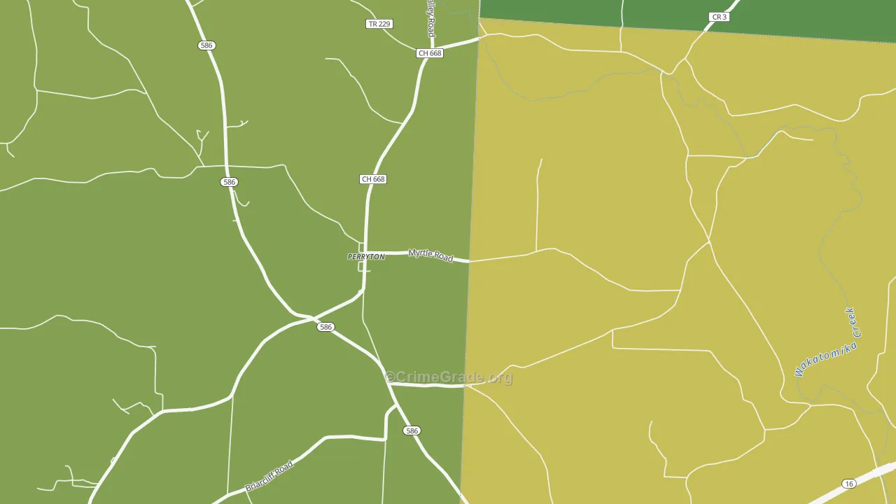 Perryton, OH Map of Burglary Rates