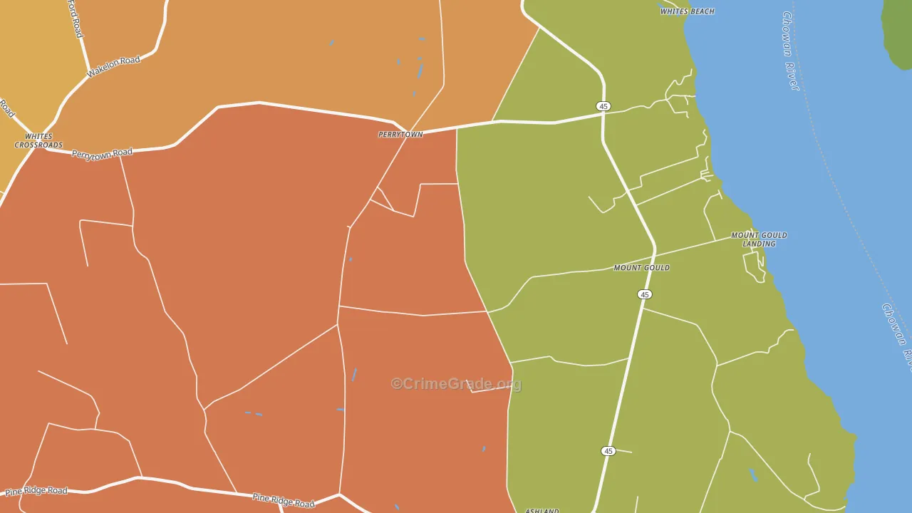 Perrytown, NC Map of Burglary Rates