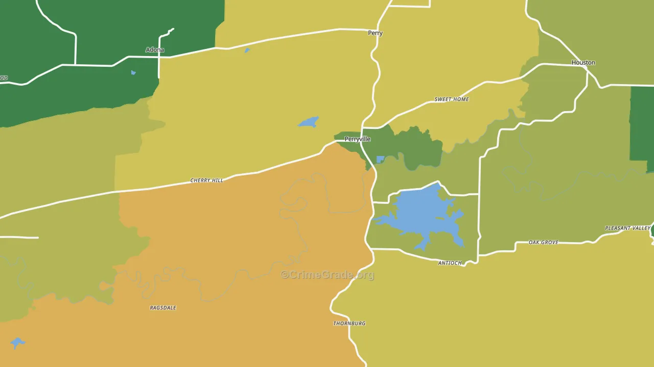 Perryville, AR Map of Burglary Rates