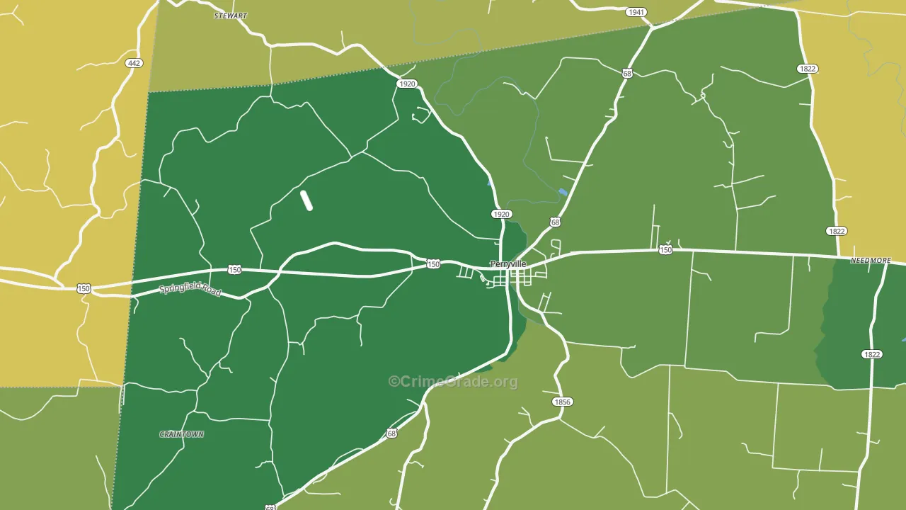 Perryville, KY Map of Burglary Rates
