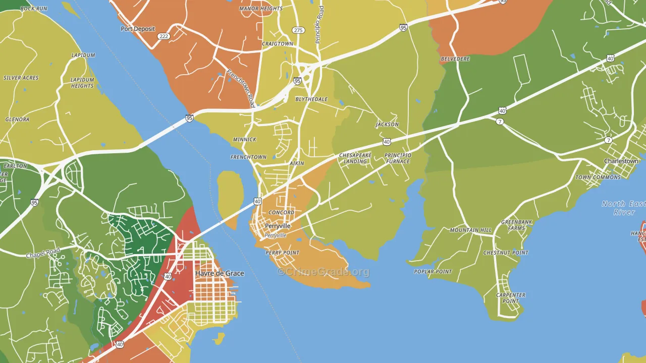Perryville, MD Map of Burglary Rates