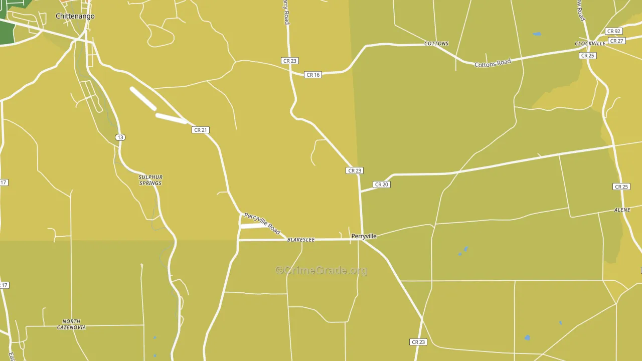 Perryville, NY Map of Burglary Rates
