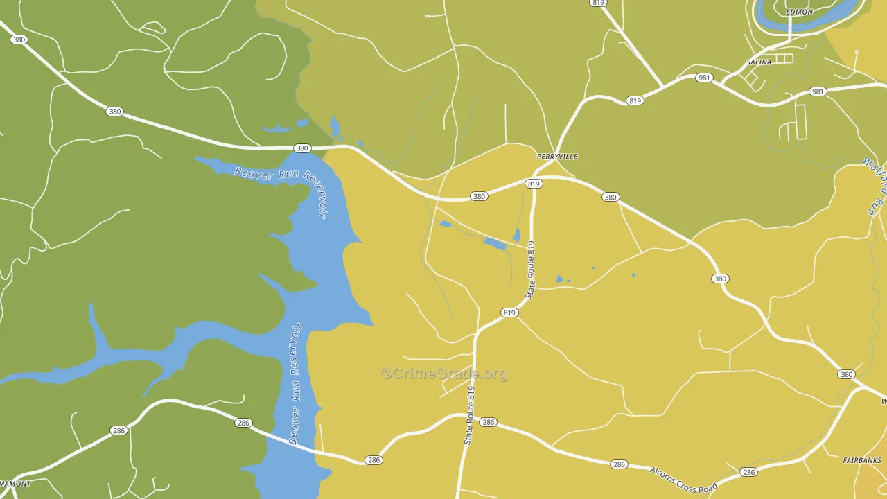 Perryville, PA Map of Burglary Rates