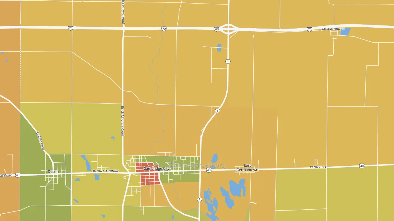 Pershing, IN Map of Burglary Rates