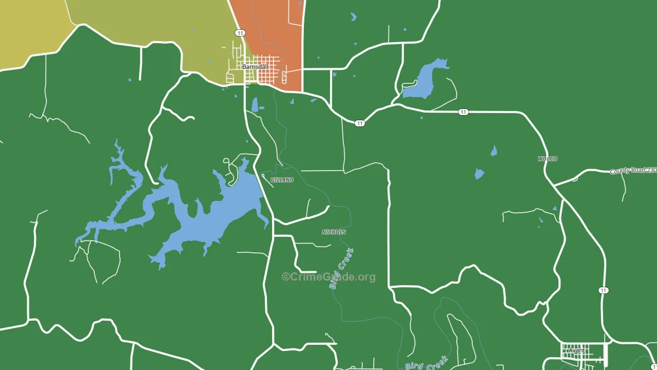Pershing, OK Map of Burglary Rates