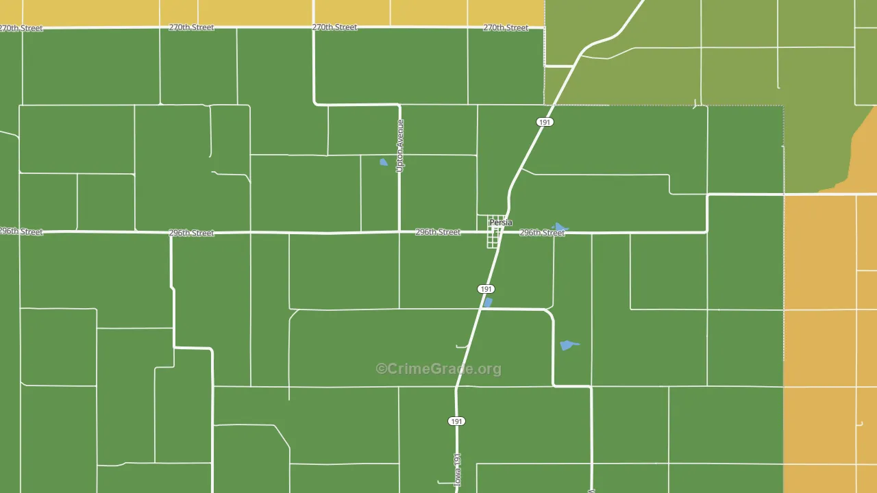 Persia, IA Map of Burglary Rates
