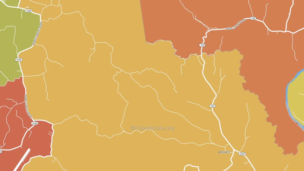 Persimmon, KY Map of Burglary Rates
