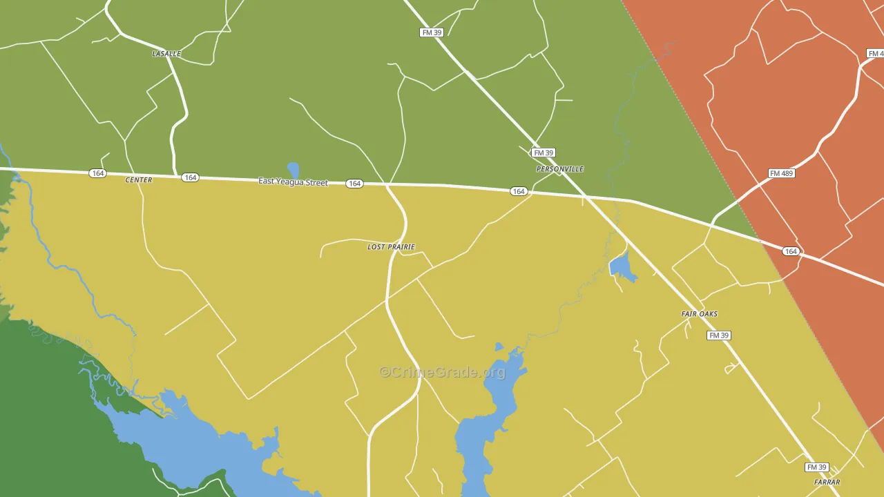 Personville, TX Map of Burglary Rates