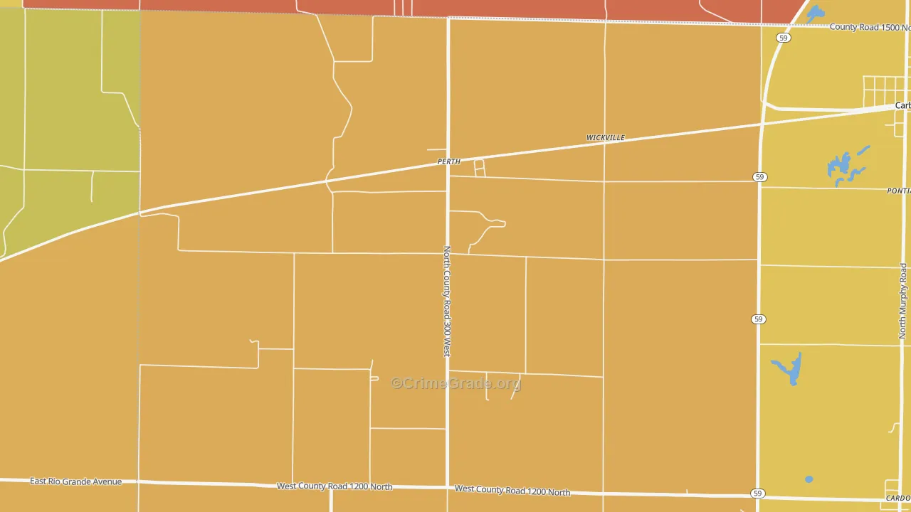 Perth, IN Map of Burglary Rates