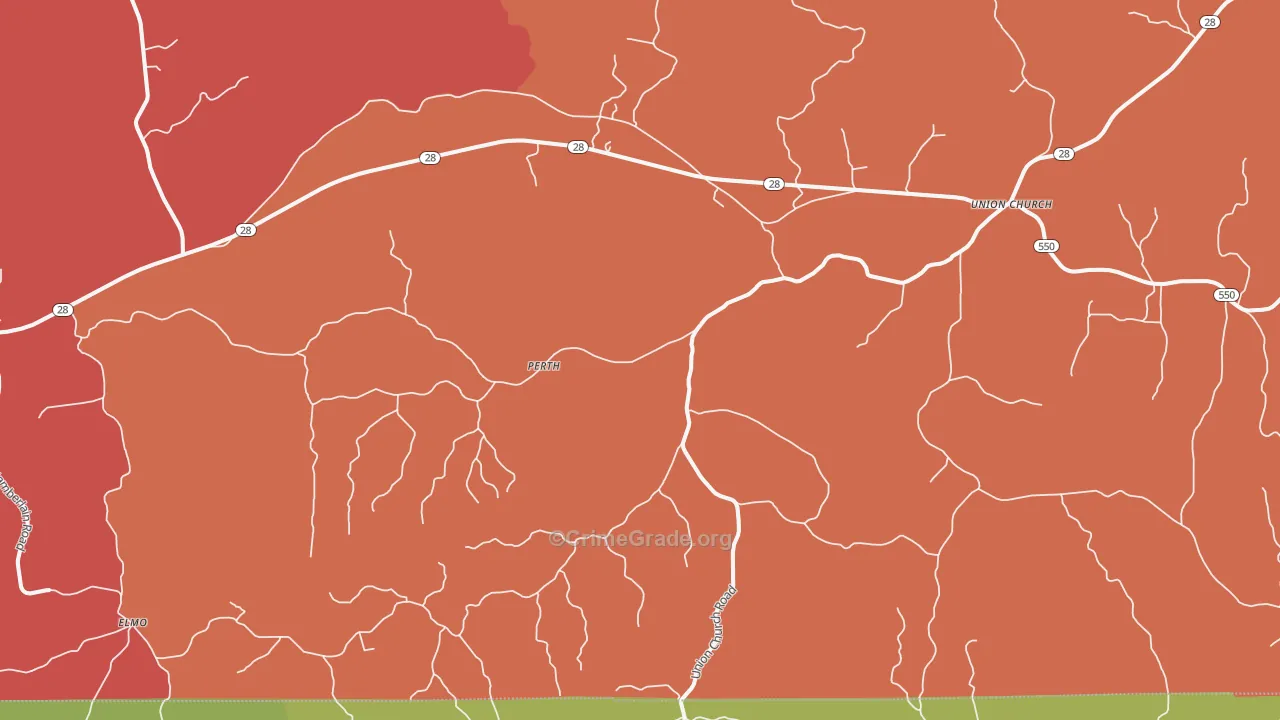 Perth, MS Map of Burglary Rates
