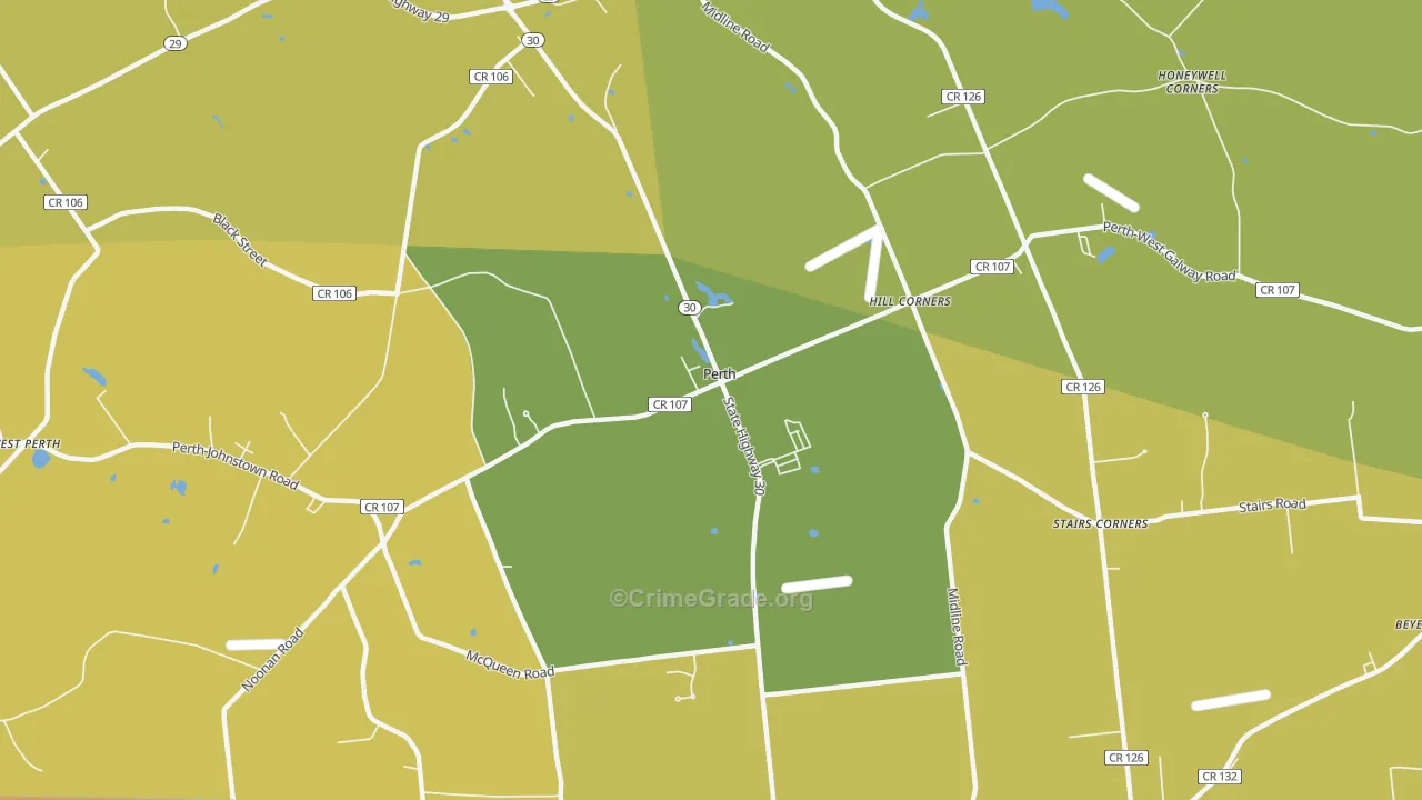 Perth, NY Map of Burglary Rates