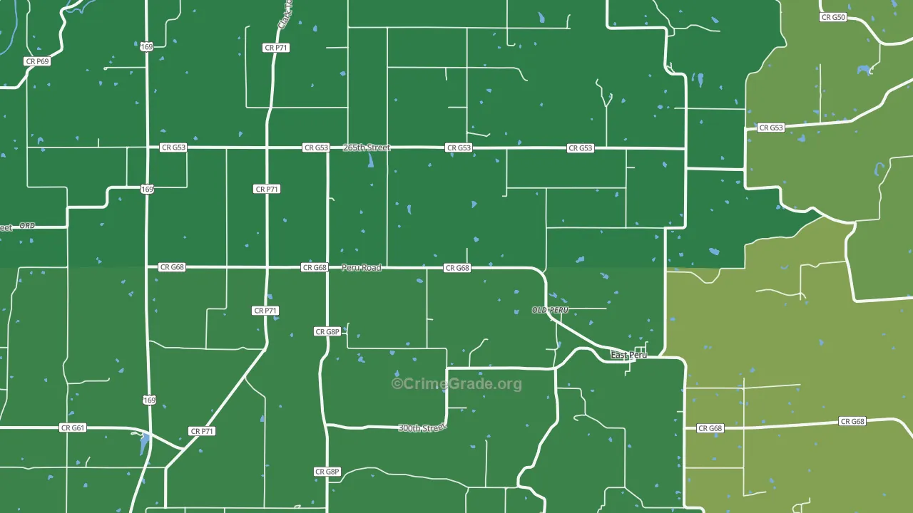 Peru, IA Map of Burglary Rates