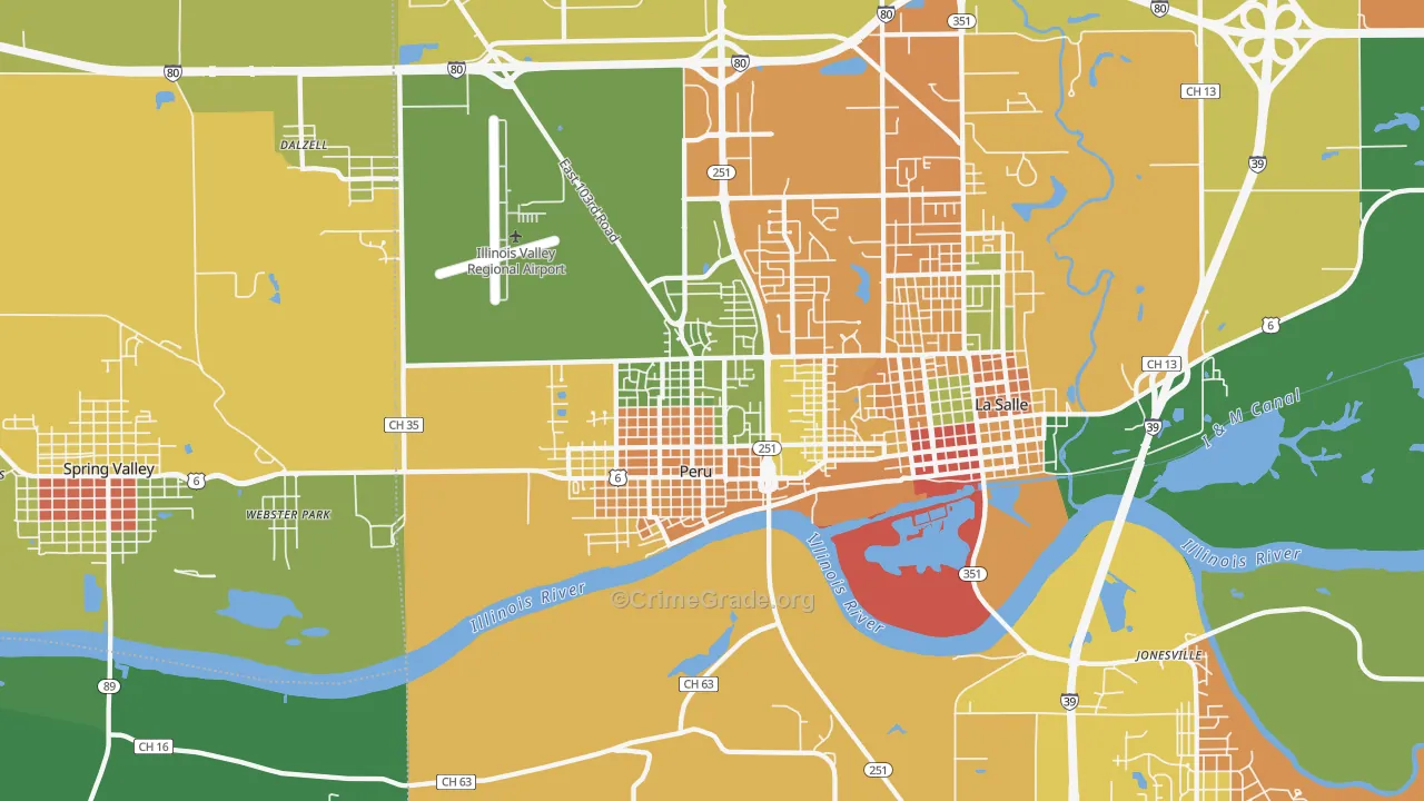 Peru, IL Map of Burglary Rates
